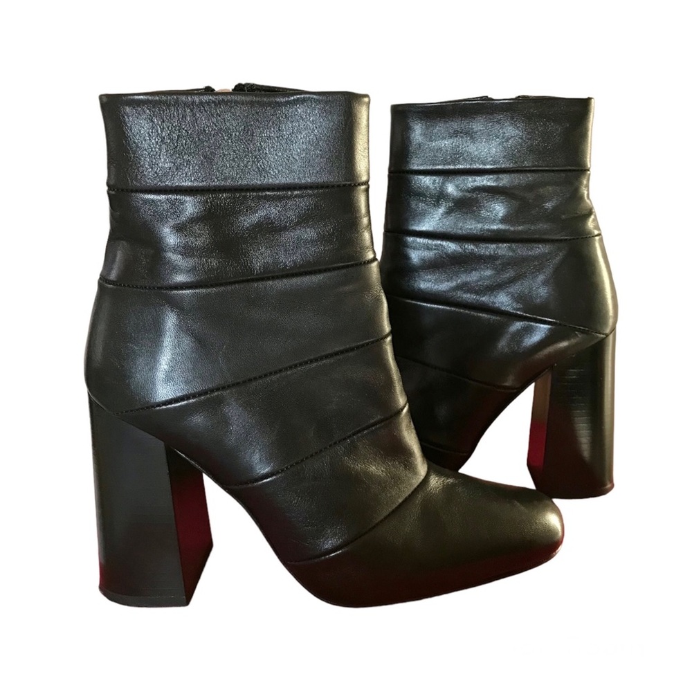 Zara Basics Faux Leather Black Moto Ankle Block Heel Booties Boots Size 37 (6.5) - Picture 7 of 7